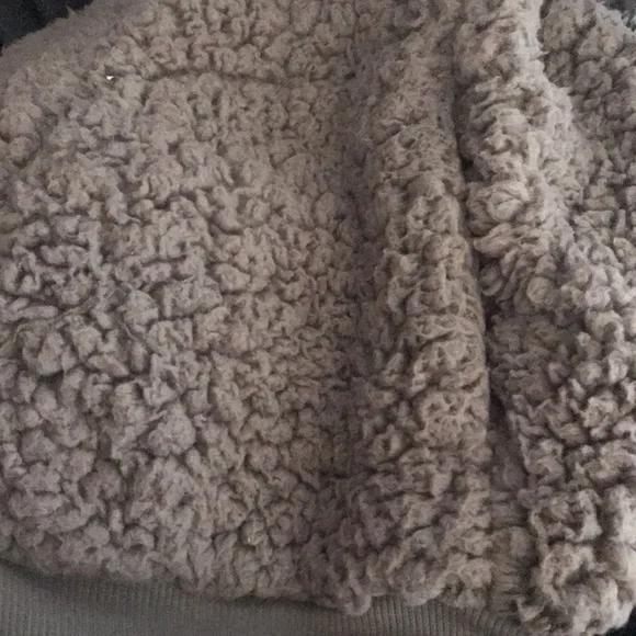 Z by Zella Bomber Fleece Hooded Sherpa Gray Jacket Size Medium - Picture 11 of 13